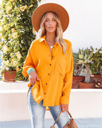 Women's Drop-Shoulder Button Shirt – Loose Long Sleeve