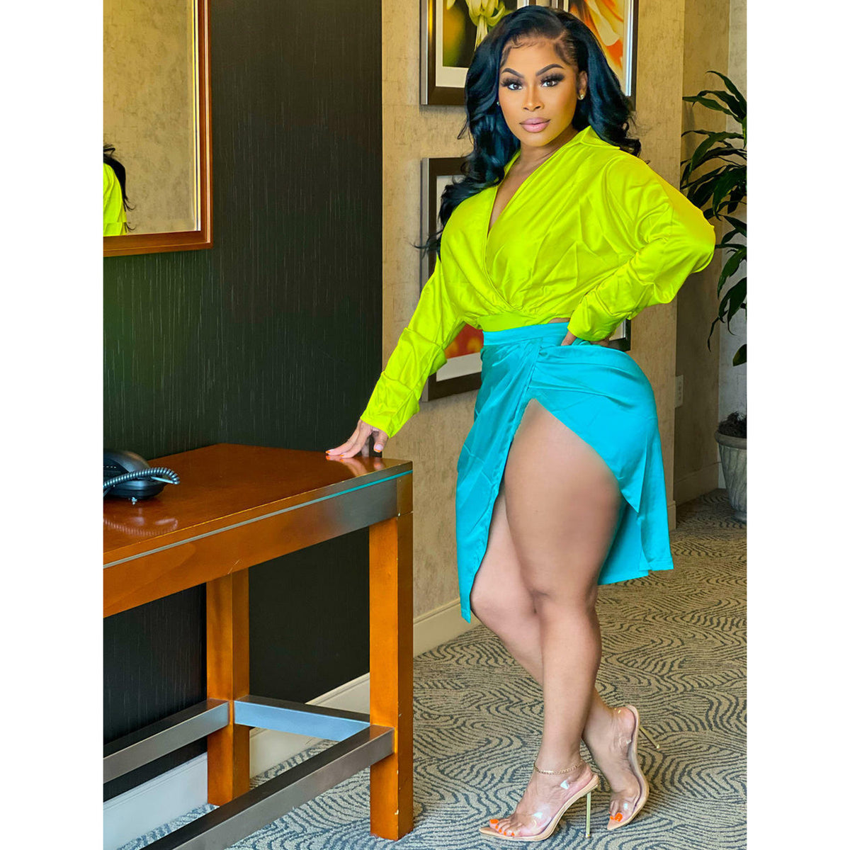 Women's Autumn Long Sleeve Color Coordinated Two-Piece Set