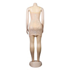 Women's Rhinestone Tassel Sweetheart Bodycon Midi Dress