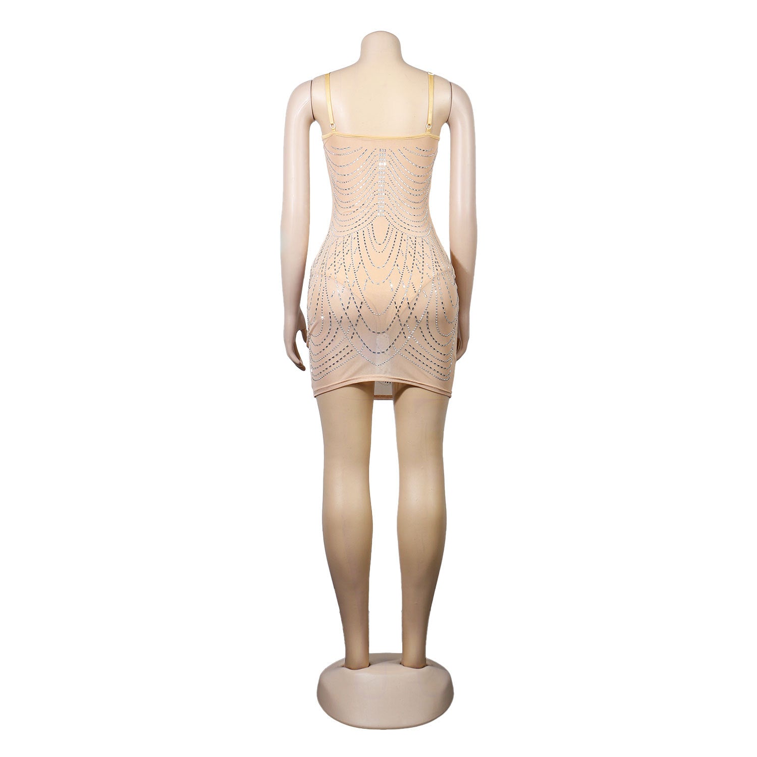 Women's Rhinestone Tassel Sweetheart Bodycon Midi Dress