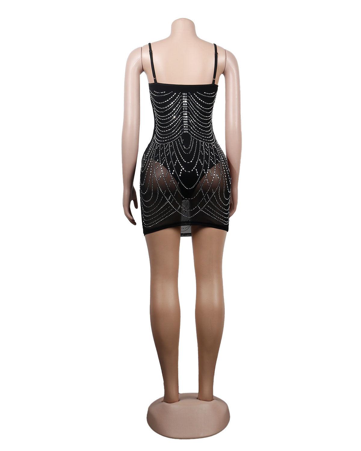 Women's Rhinestone Tassel Sweetheart Bodycon Midi Dress