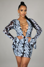 Hollow Out Cutout Tight Lace-Up Lightly Mature Dress