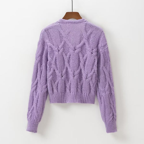 Women Clothing V-neck Long Sleeve Sweater Women