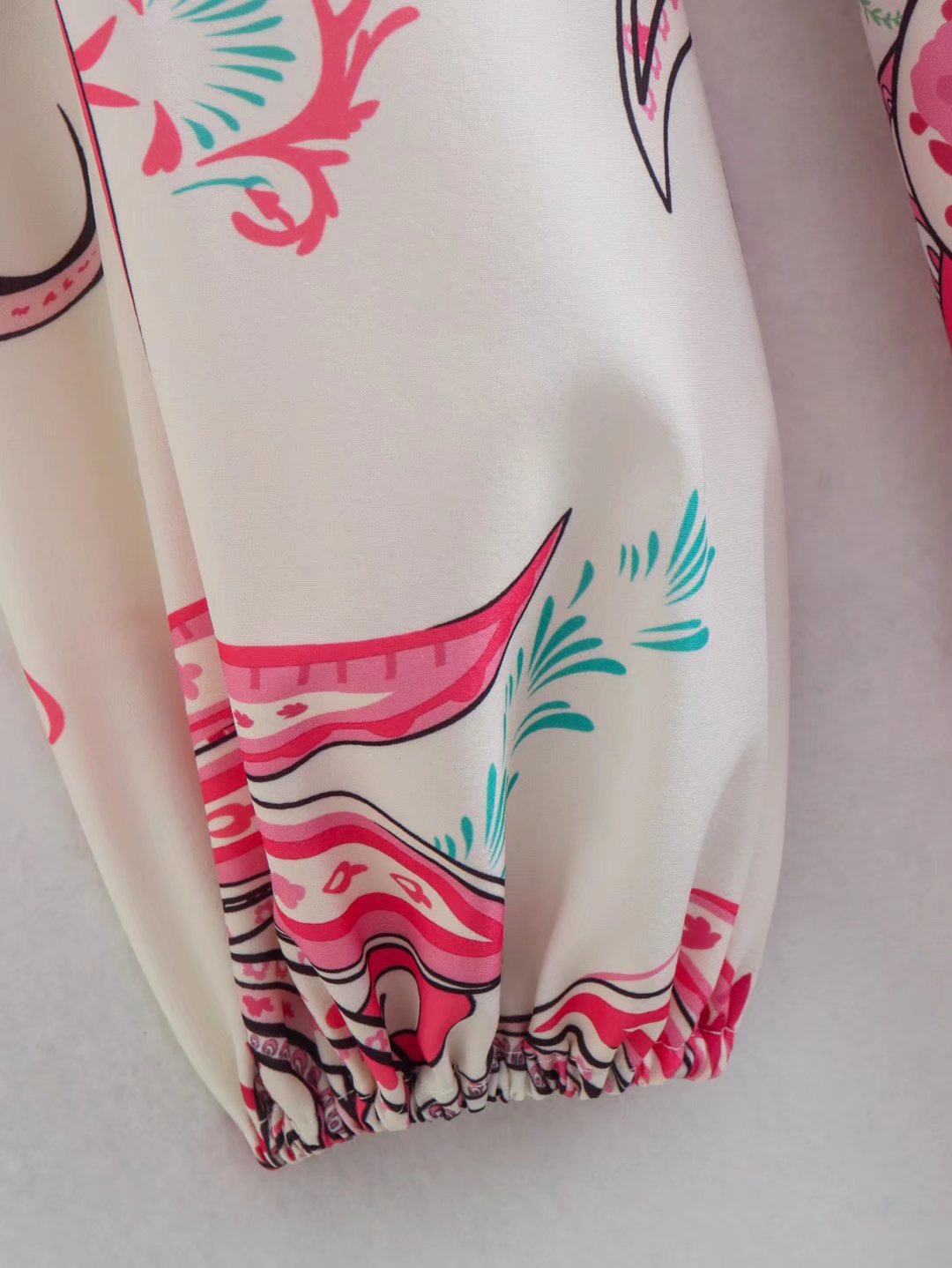 Floral Paisley Belted V-Neck Mini Dress
