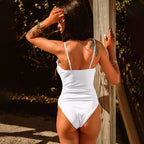 Summer One Piece Swimsuit Solid Color Women Sling
