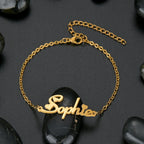 Personalized rose gold-color letter bracelet