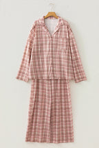 Pink Plaid Long-Sleeve Pajama Set
