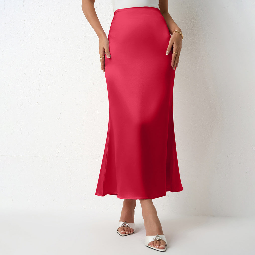 Solid mermaid midi skirt