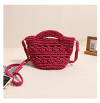Colorful Crossbody Cotton Thread Rose Red without Lining