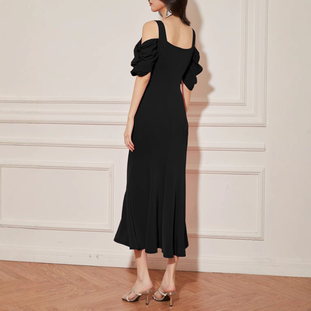 Women's Cutout Ruched Split Midi Dress
