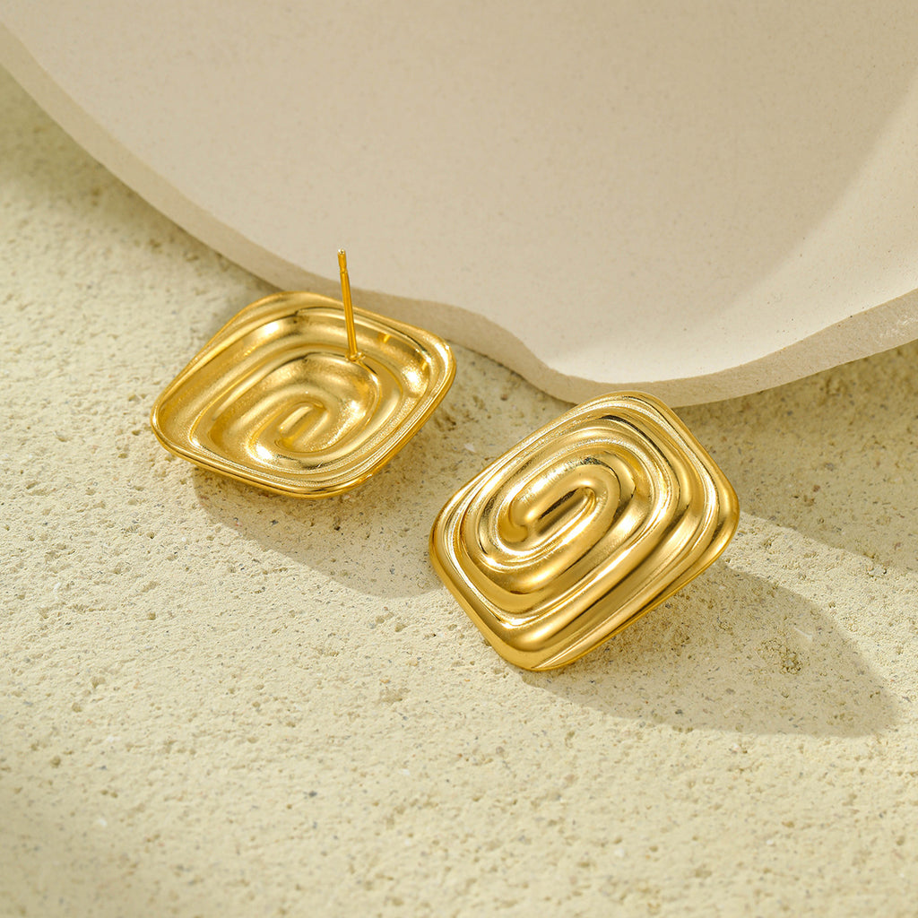 Women's Gold Spiral Stainless Steel Earrings