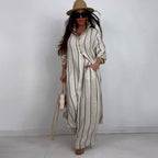 Printed V-Neck Top & Wide-Leg Pants Two-Piece Set