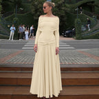 Women's 's Off-Shoulder Ruched Long-Sleeve Maxi Dress