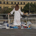 Casual Loose Beach Vacation Blouse Lace Shirt Dress