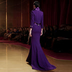 Women's Rhinestone Metal-Buckle Skirt Suit Two-Piece Set
