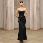 Women Three Dimensional Embroidered Slim Fit Patchwork Slimming Mid Length Party Gathering Evening Dress