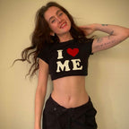 Women’s Letter Graphic Cropped T Shirt