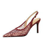 Women's Lace Mesh Stiletto Sandals