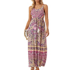 Women's V-Neck Floral Tie Sleeveless Vacation Dress