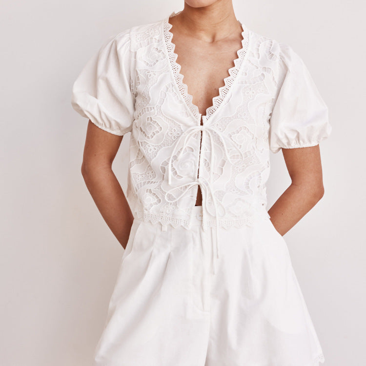 Lace-Up Top & Shorts Set