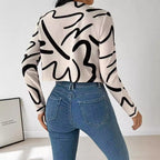 Abstract Print Open-Front Jacket