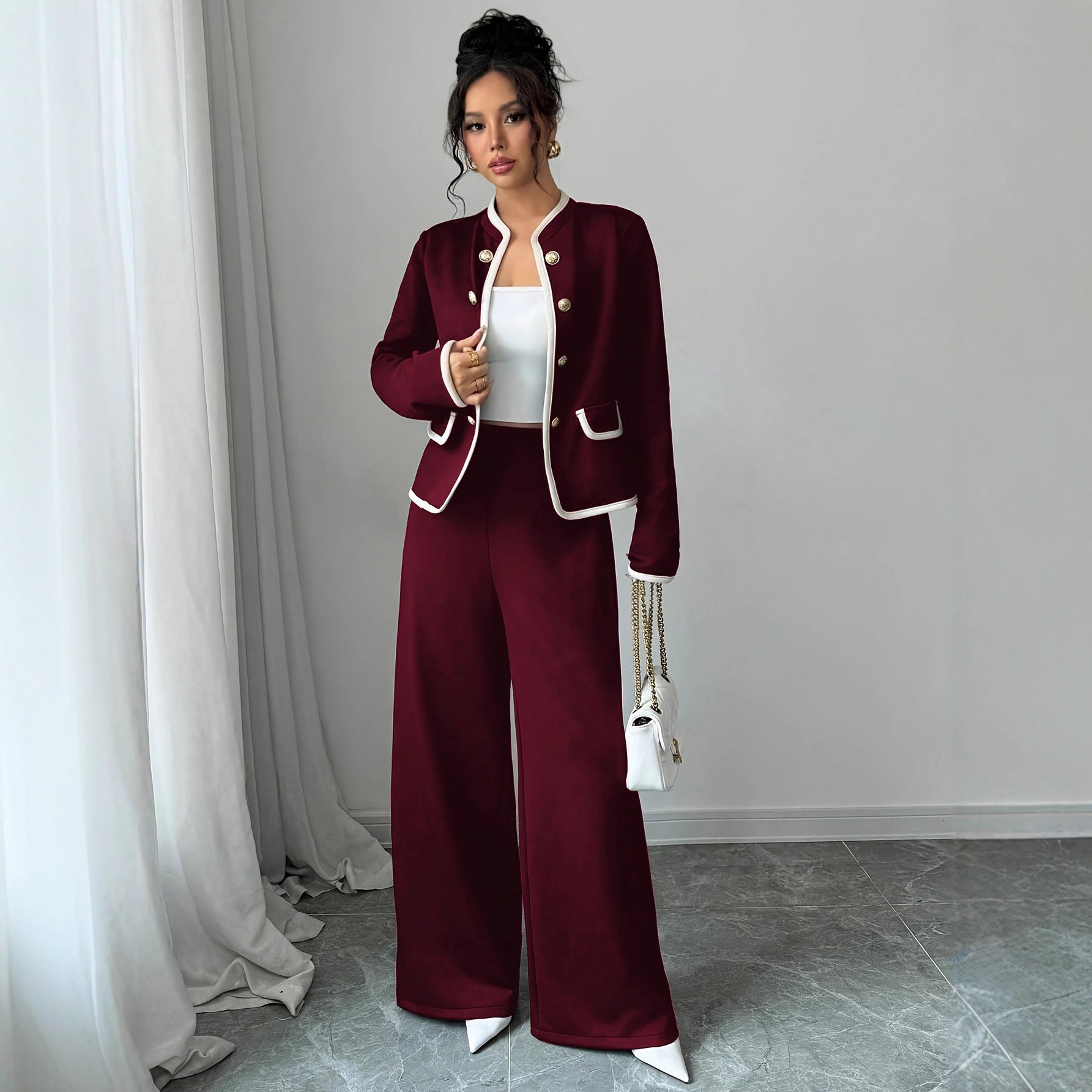 Slimming Chinese Casual Women Red High End Fashionable French Korean Chanel Set
