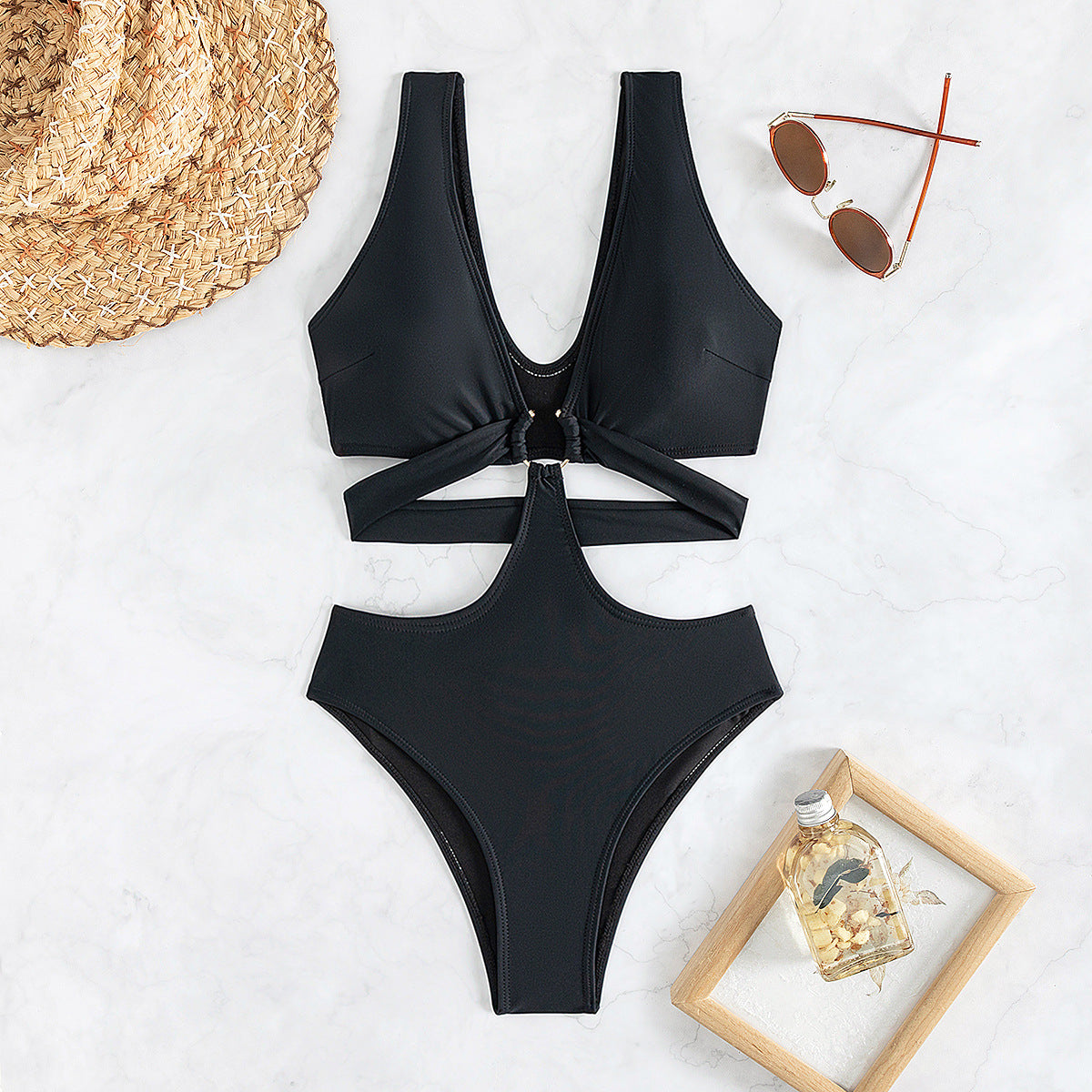 Popular Solid One-piece Swimwear