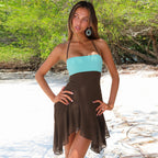 Women's Halter Color Block Holiday Dress