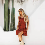 Ruffle Spaghetti-Strap Split Maxi Dress