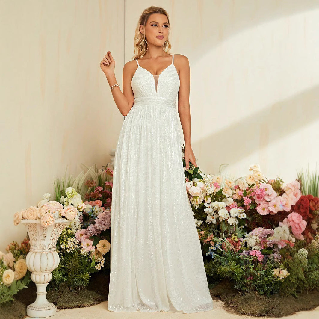 Women's White Suspender Ball Gown