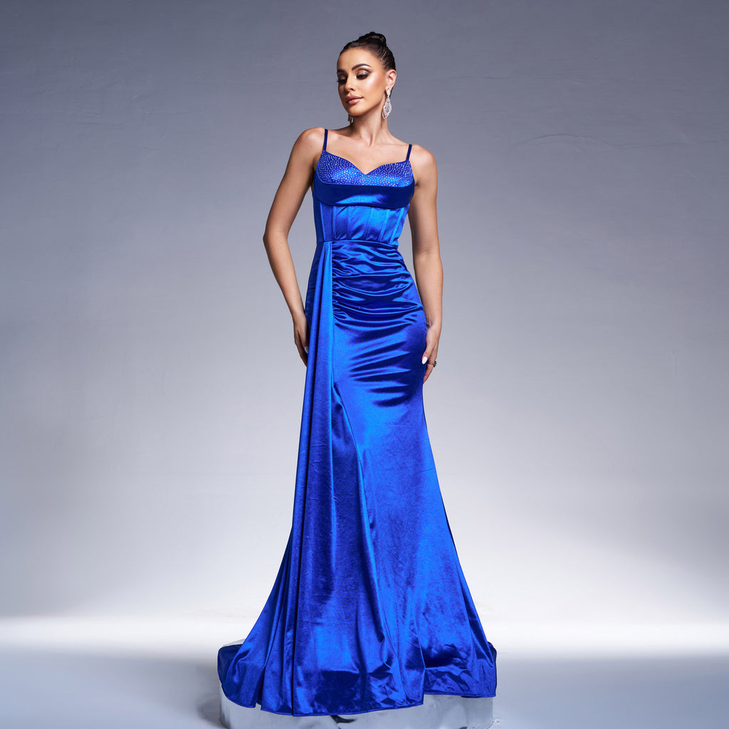 Women's High Grade Sling Off-Neck Slim Waist Cocktail Fishtail Swing Evening Dress Dress Women