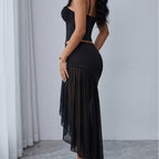 Women's Boned Corset & High-Slit Skirt Set