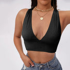 Women's Slim-Fit V-Neck Backless Vest Top