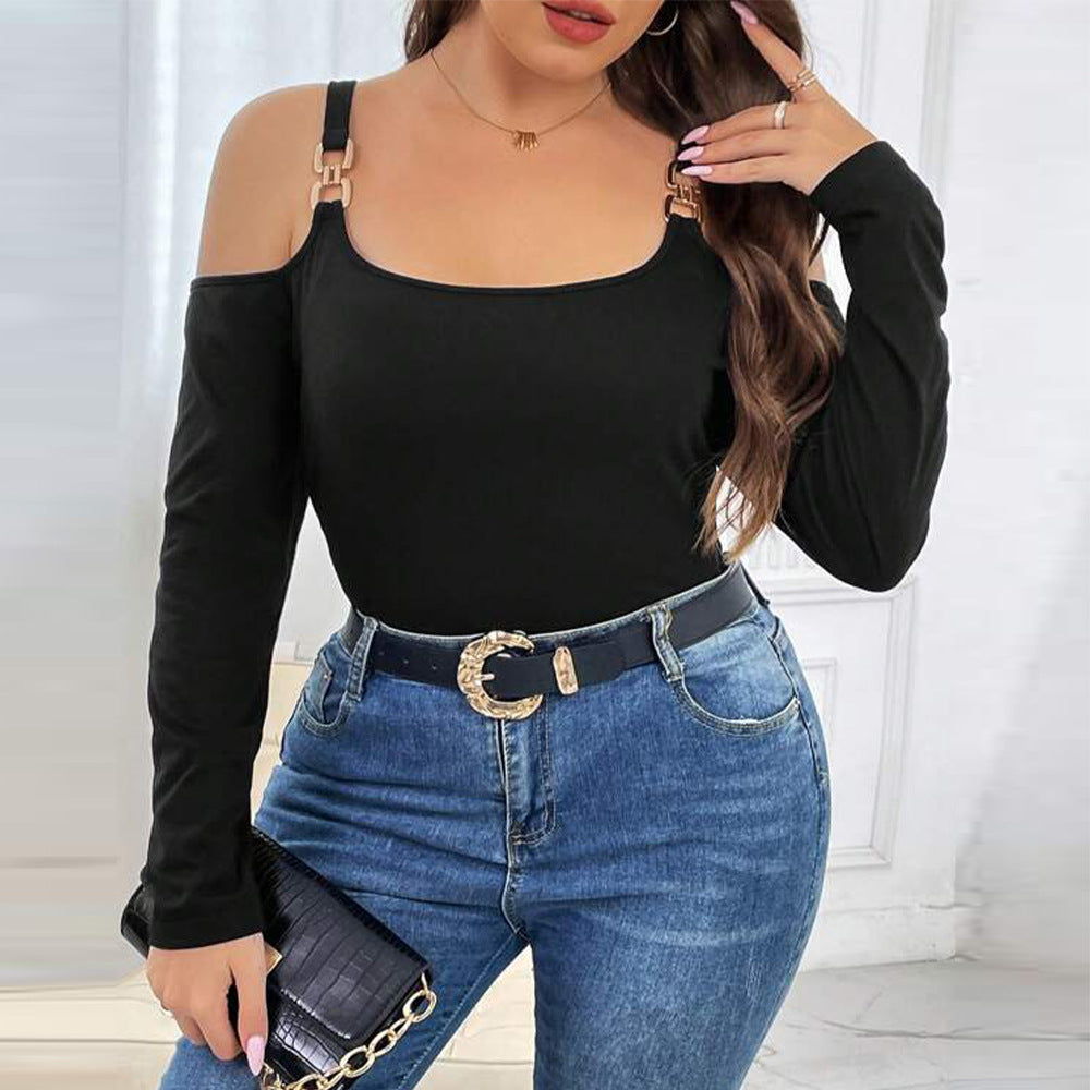 Women's Plus Size Off-Shoulder Waffle Top