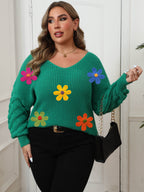 Green 5 Wool Flowers