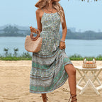 Vacation Retro Floral Printing Slip Dress