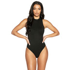 Half Turtleneck Sleeveless Cotton Jumpsuit