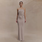 Strapless Twisted Ruched Bodycon Maxi Dress