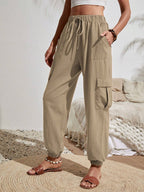 Cargo Solid Color Pocket Cargo Pants