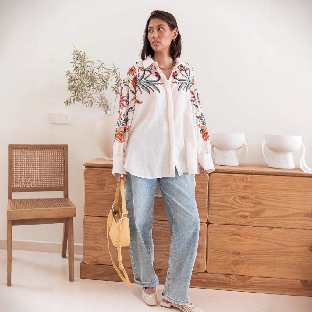 Women's Positioning Printing Loose Long Sleeved