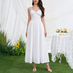 Women's V-Neck Smocked Ruched Midi Dress