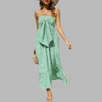Women's Floral Smocked Tie Vacation Dress