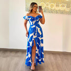 Off-Shoulder High-Slit Maxi Dress