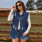 Collared Ripped Utility Vest