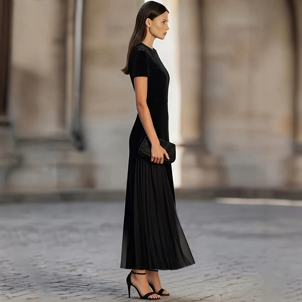 Women's Clothing Black Mesh Maxi Dress Elegant Casual Waist Tight Dress