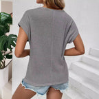 Women's Clothing Summer Top Raglan Mesh Hollow Out Cutout Breathable All Match Short Sleeve T Shirt