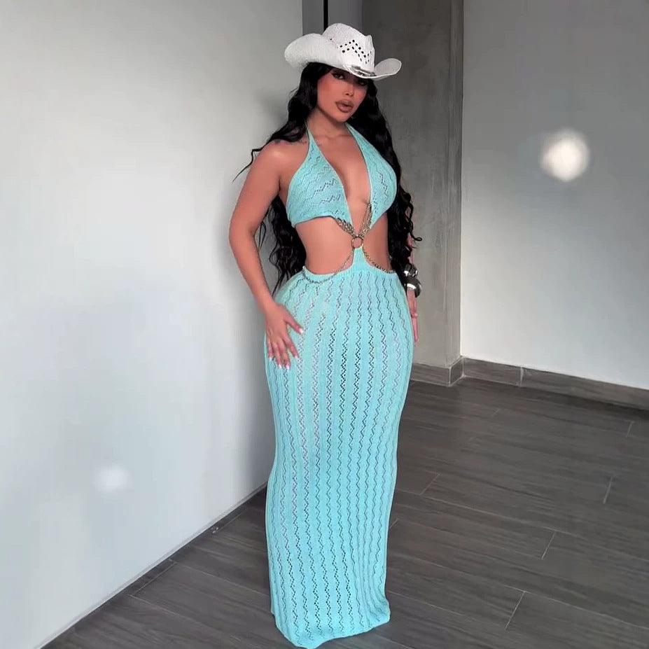 Women's Backless Halter Dress