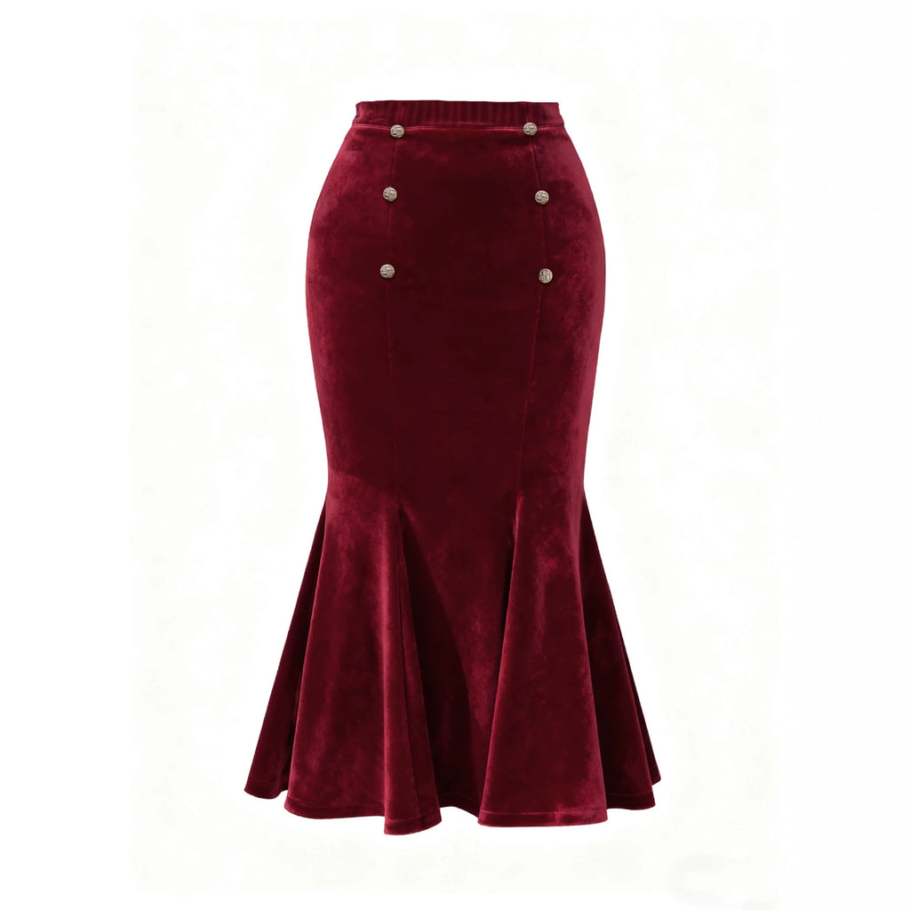 Women's Plus Size Velvet Fishtail Skirt