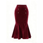 Women's Plus Size Velvet Fishtail Skirt