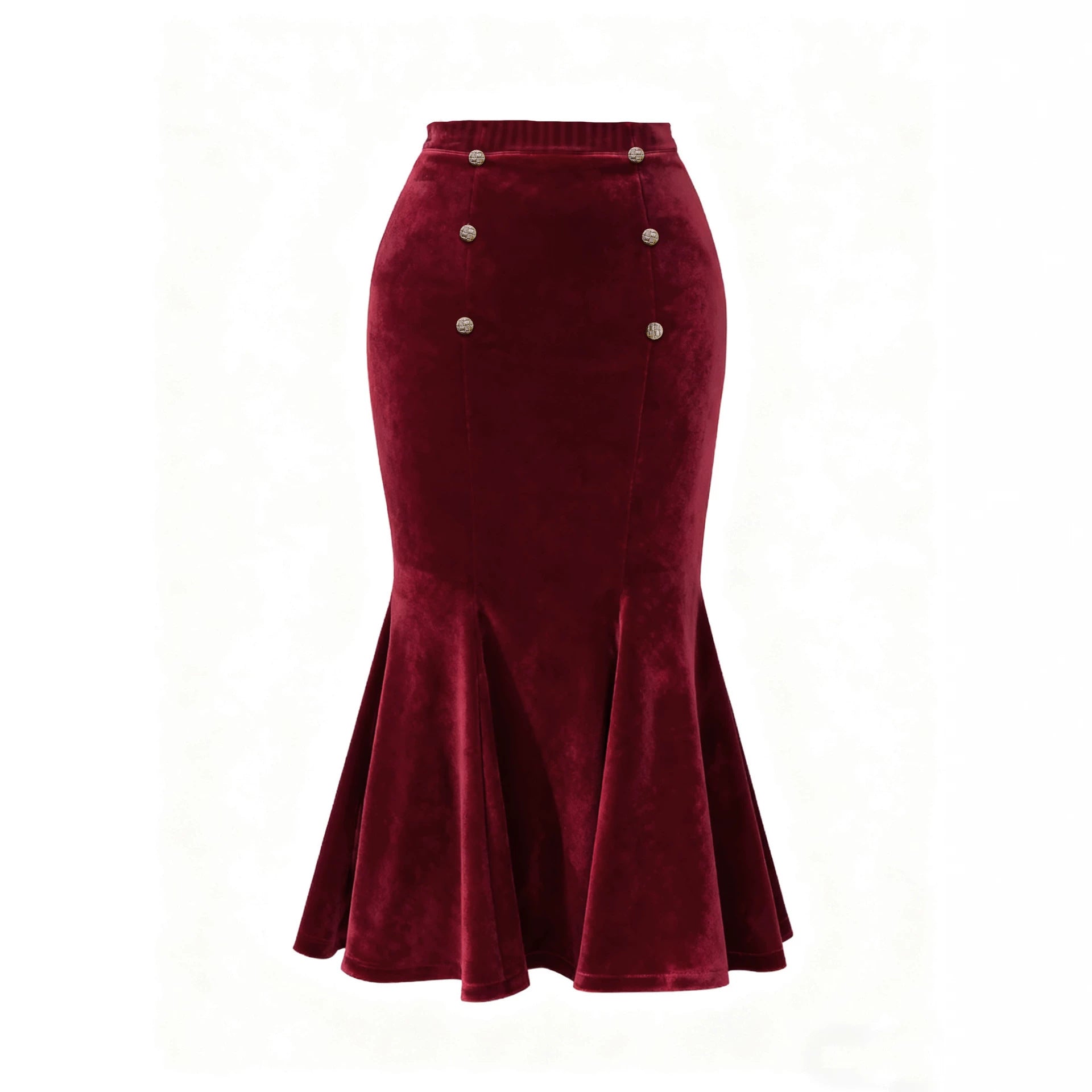 Women's Plus Size Velvet Fishtail Skirt